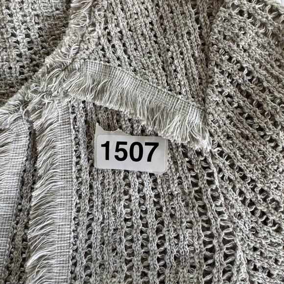 Nic +Zoe Sweater Women's XS Gray Sage Fringe Knit Open Front - Picture 9 of 9